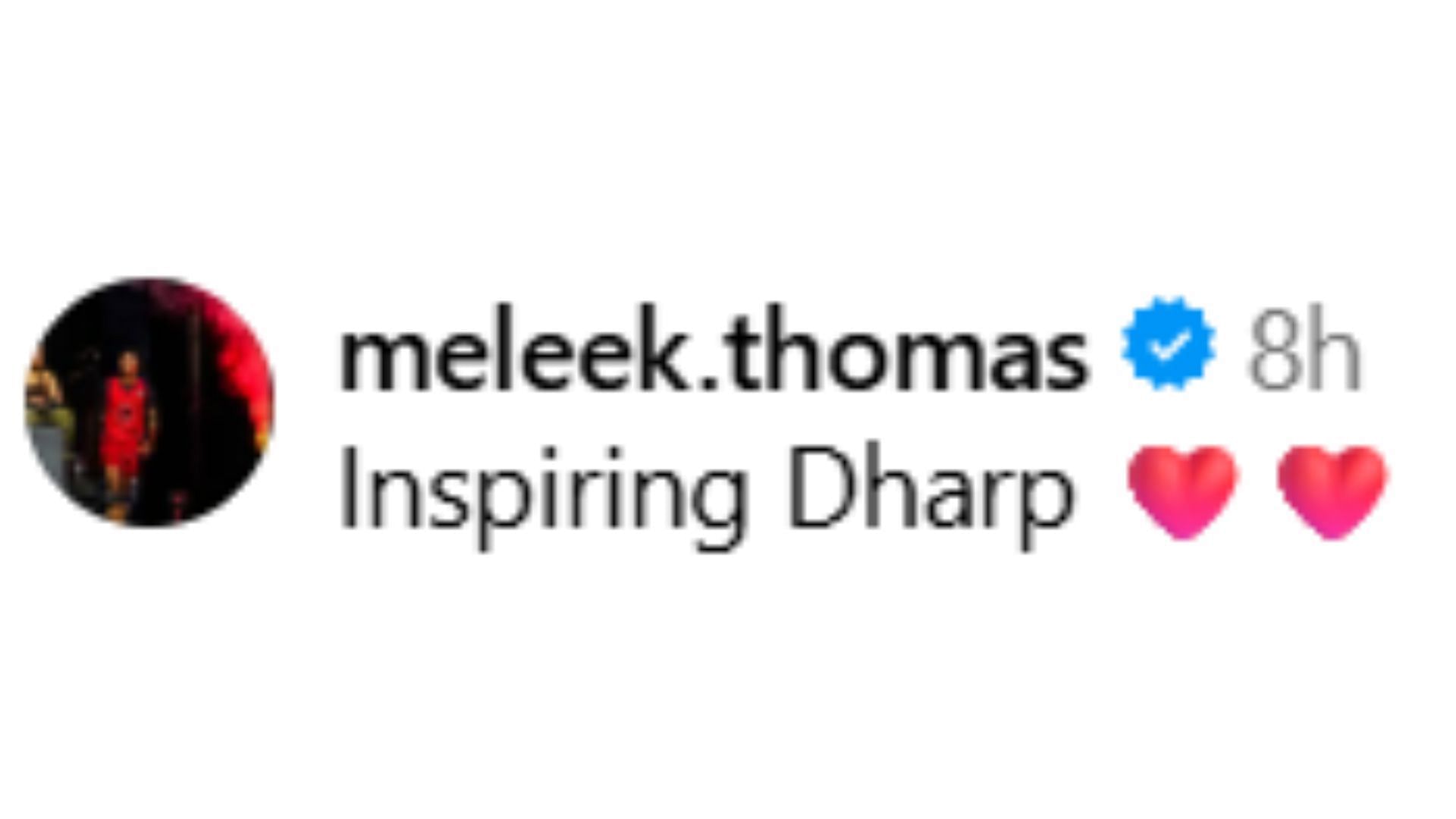 Meleek Thomas' reaction to Dylan Harper's workout photos (Image Source: @dylharpp/Instagram)